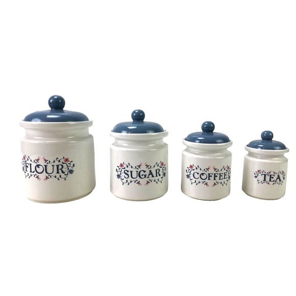 Vintage Kitchen Canister Set By Jay Imports Made In Taiwan 1990s Ceramic